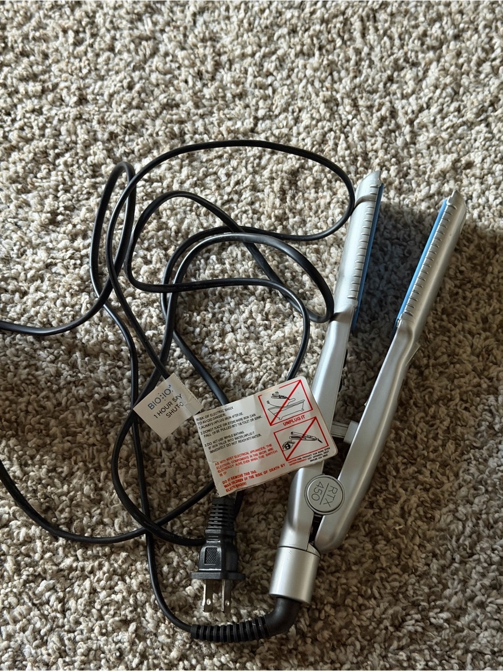 Bio Ionic Silver Flat Iron with Blue Ceramic Plates - Picture 6 of 6